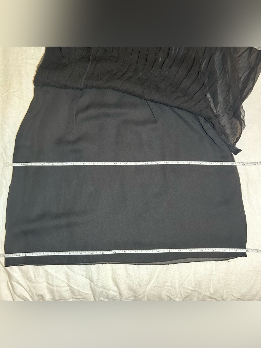 W.D.N.Y. Black 100% Silk Pleated Mini Skirt Satin Waist Size 10 - Picture 6 of 9